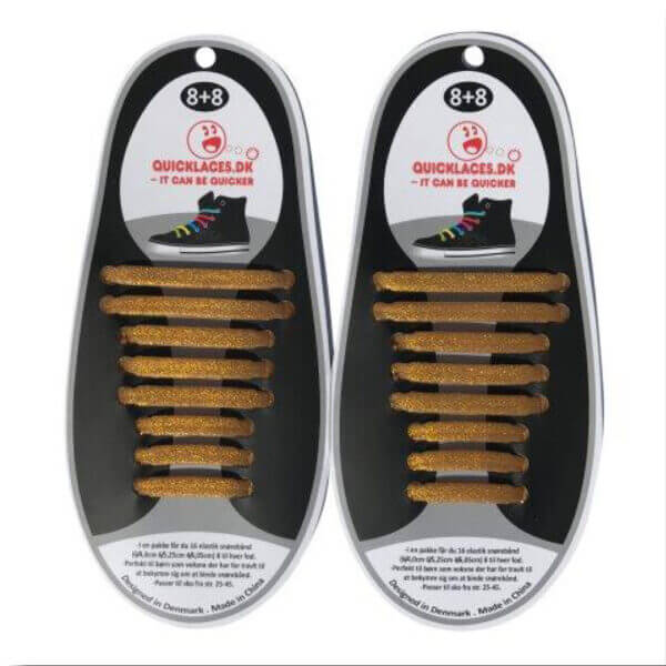 Quicklaze silicone shoelace gold glitter