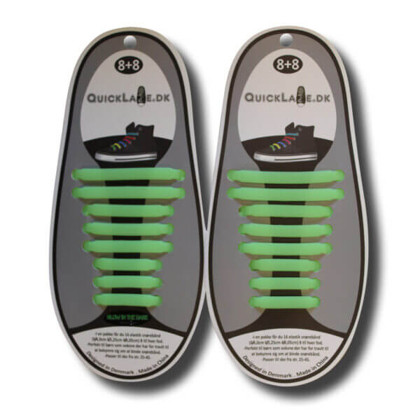 Quicklaze silicone shoelace green glow in the dark